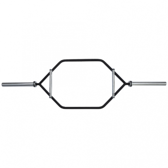 Barra Hexagonal Tubular Olímpica Preta Pegada Cromada Recartilhada  | Base Representações